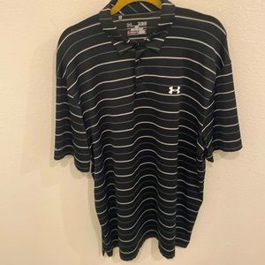 Under Armour Polo Cold Gear. “ColdBlack” Black/White Stripe Size XL